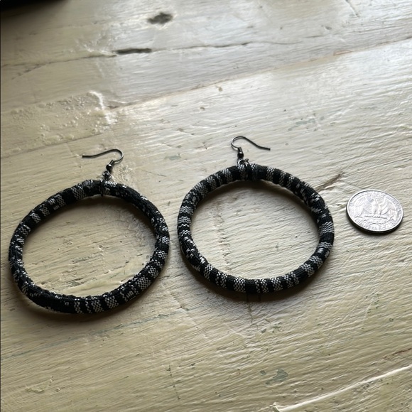 Jewelry - Black and White Hoop Earrings